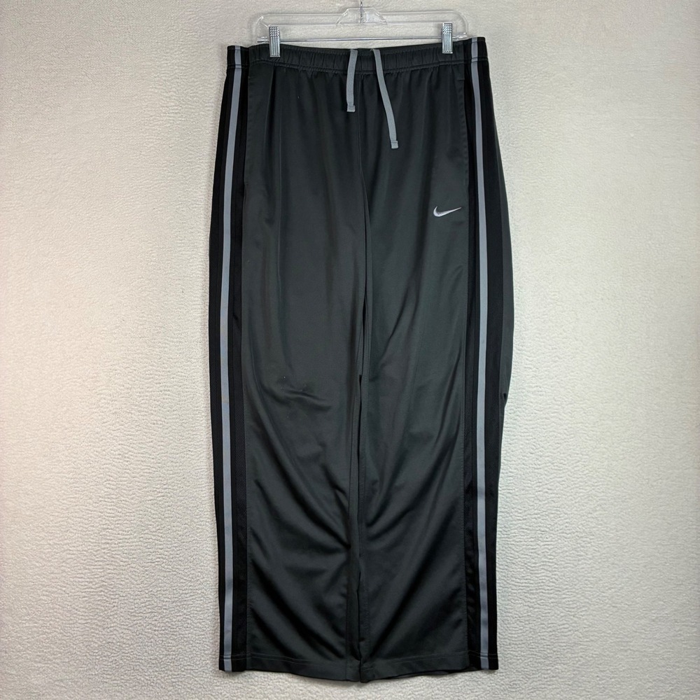 Y2K Nike Track Pants Men L Gray Baggy Drawstring Sweatpants Loose Basketball